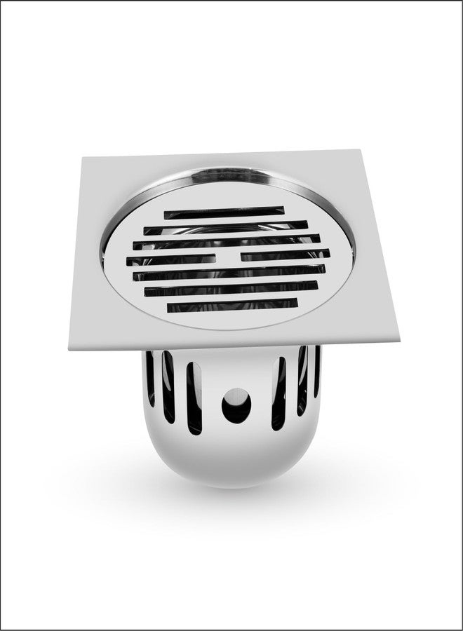 Sanjay Chilly Floor Drain with Cockroach Trap 304 Stainless Steel Grade Bathroom Gratings Floor Cover Jali Waste Water Drainer Strainer Washbasin Sink Toilet Anti Odor (Square Classic 5x5 INCH) - Image 1